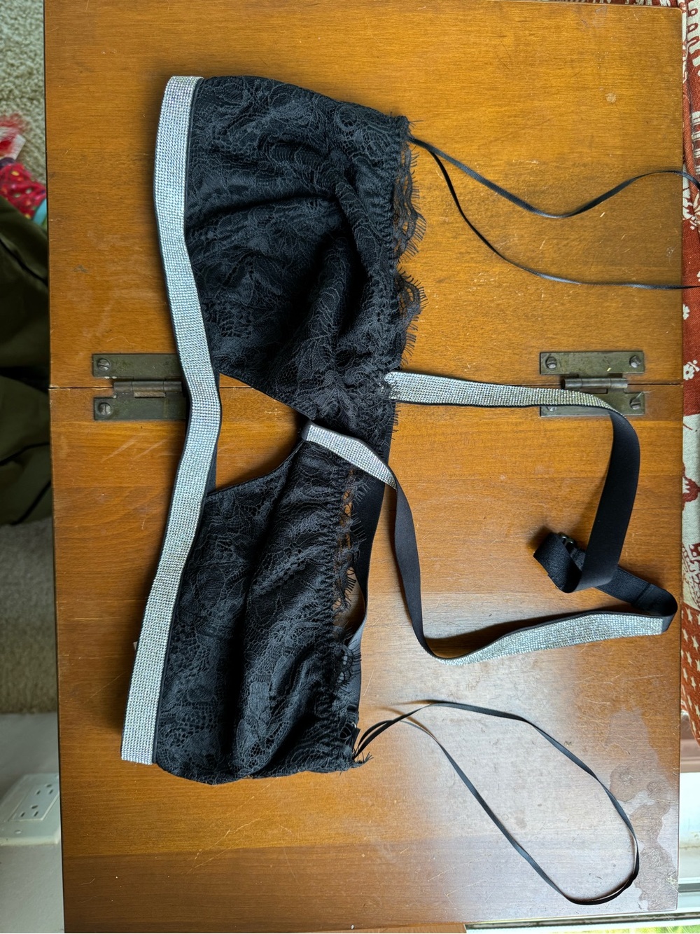 Victorias Secret Black Lace Bralette with Silver Trim